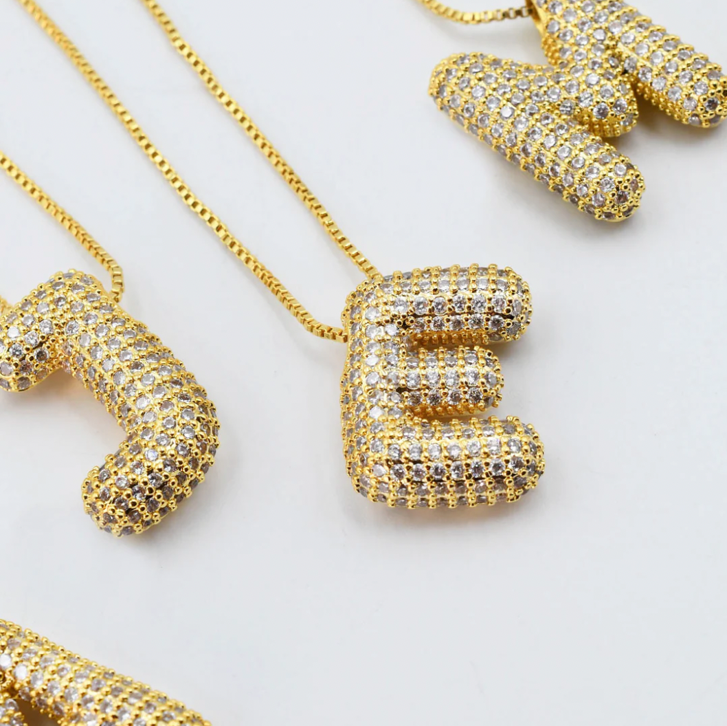 Crystal Balloon Initial Necklace - Magpies Paducah