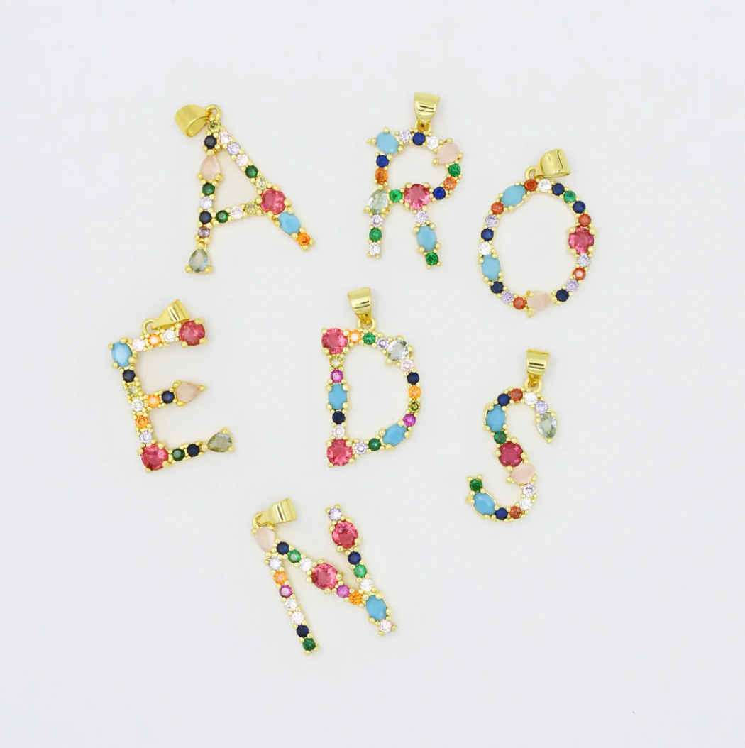 Multi Gem Initial Charm - Magpies Paducah