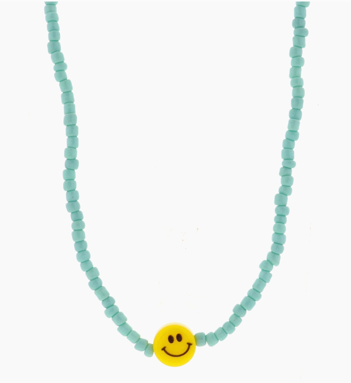 Mint Seed Bead Necklace, Smiley Face - Magpies Paducah
