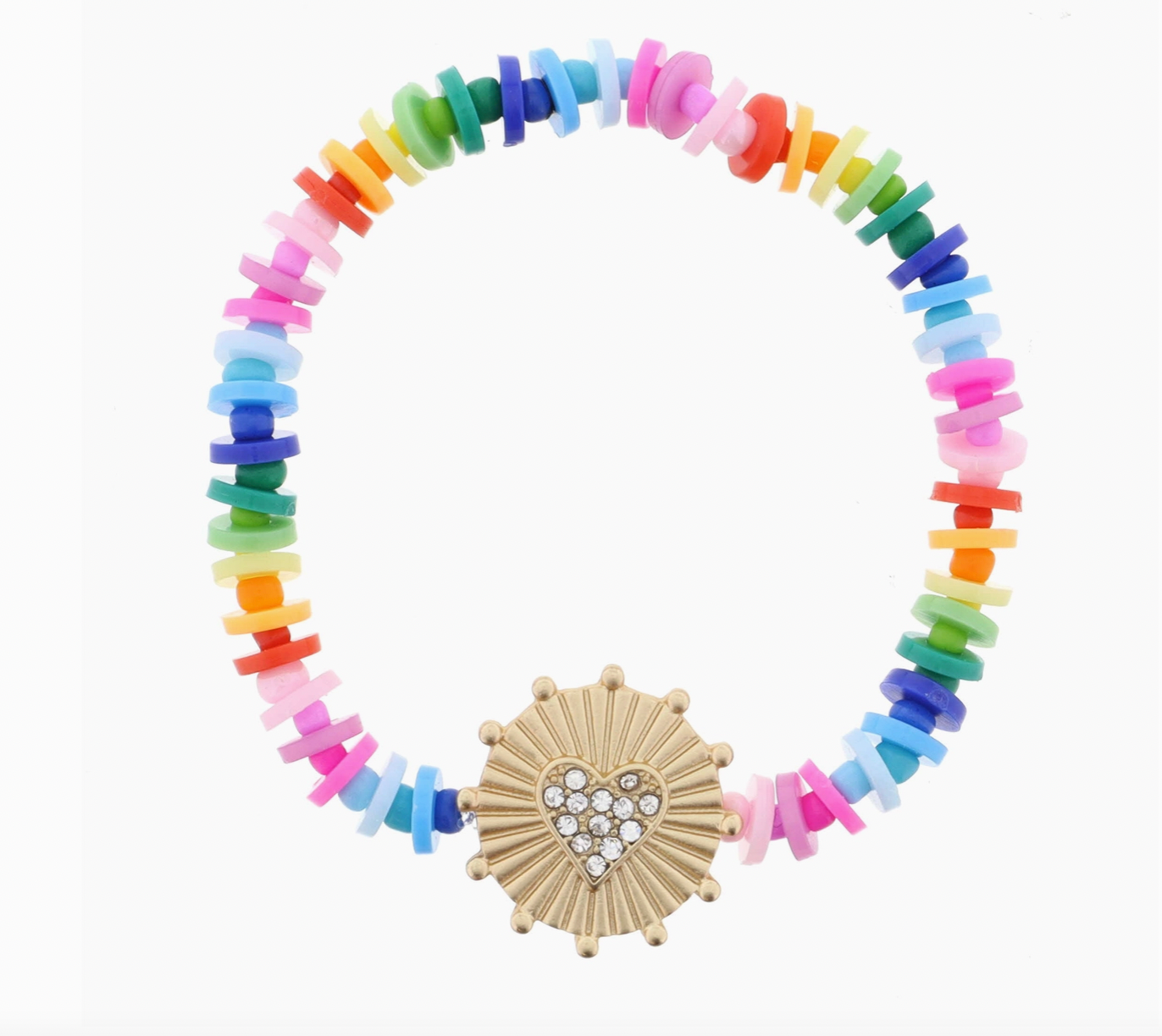 Rainbow Beaded Crystal Heart Bracelet - Magpies Paducah