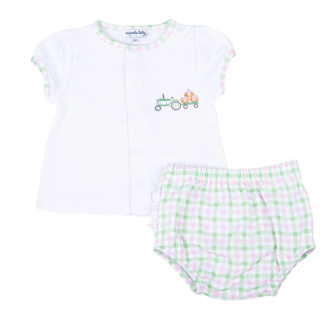 Ruffle Diaper Cover Set, Pink Vintage Pumpkin Picking - Magpies Paducah