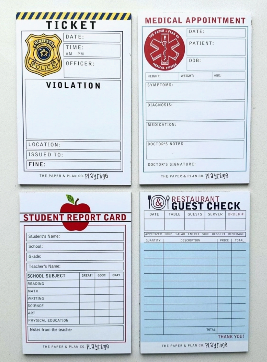 Playtime Pads (Police, Waiter, Doctor, & Teacher) - Magpies Paducah