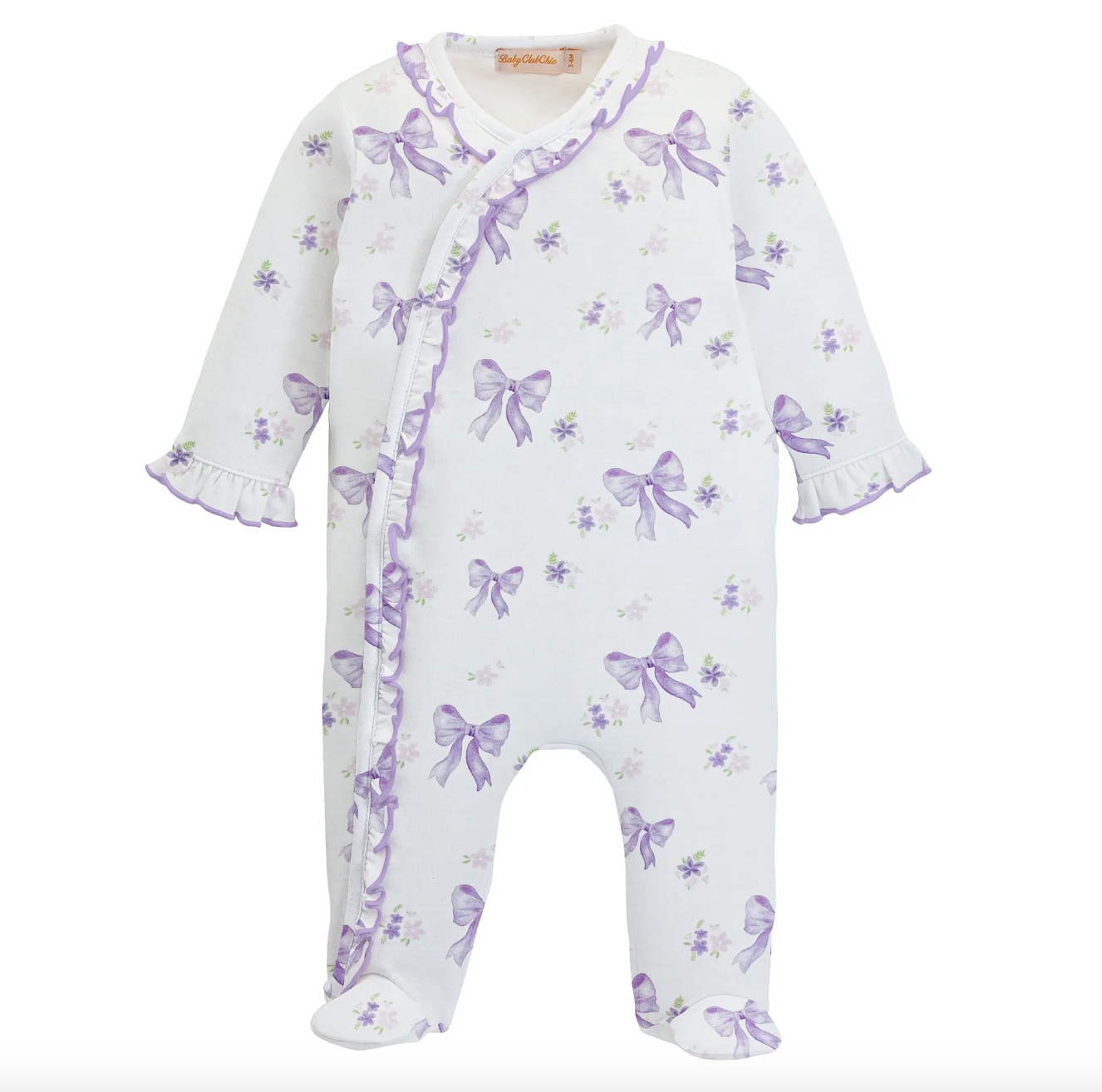 Ruffled Footie, Lavender Bows