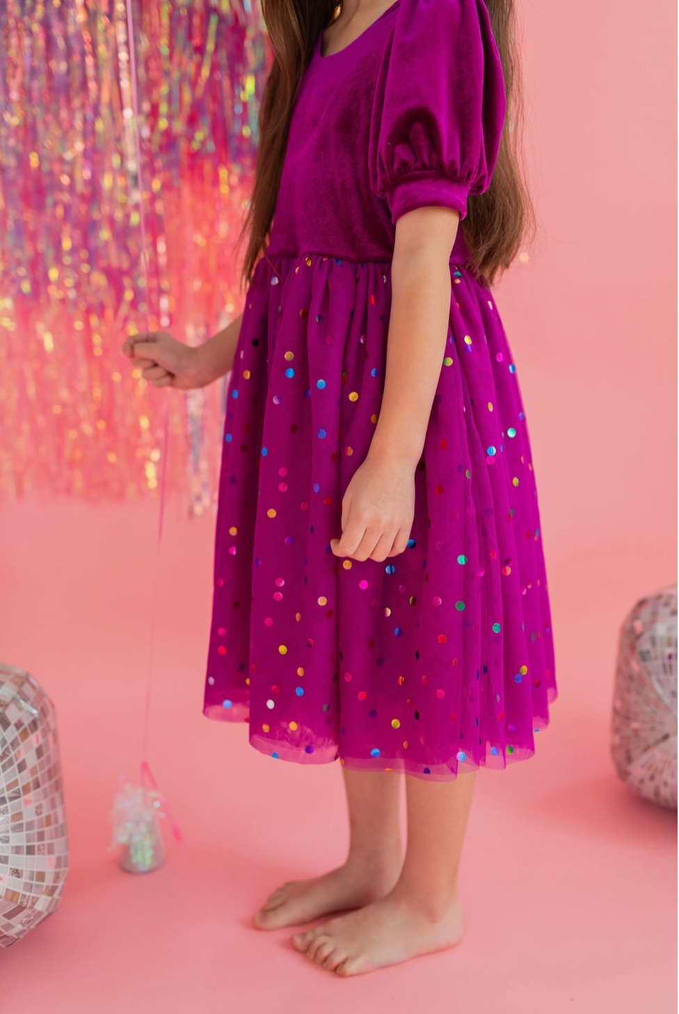 Diana Puff Dress, Deep Purple Confetti - Magpies Paducah