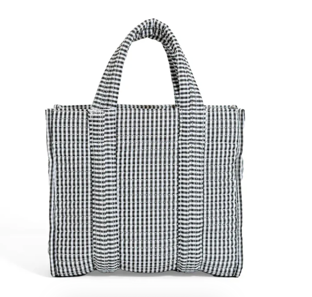 Quilted Go Go Tote, Gingham Black