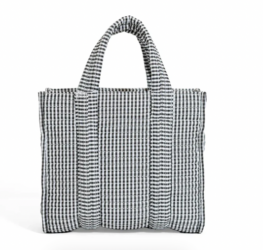 Quilted Go Go Tote, Gingham Black