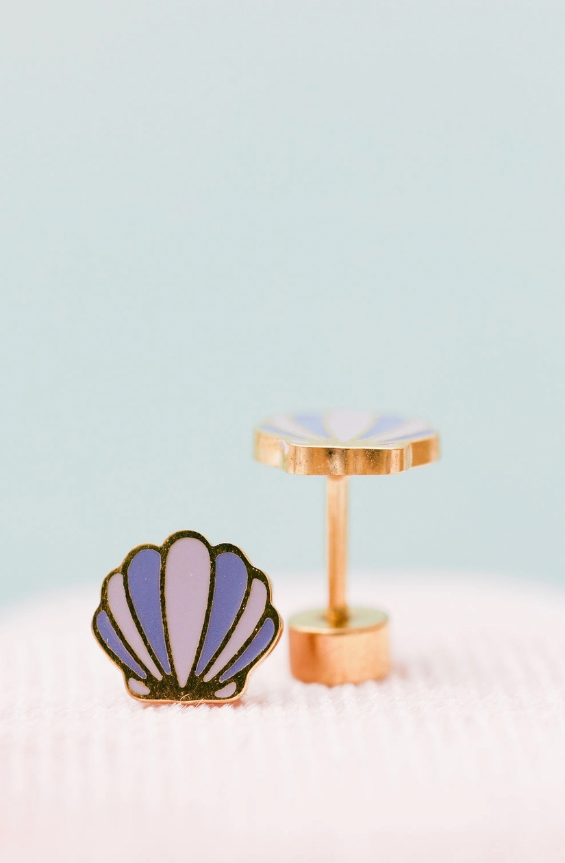 Mermaid Seashell Stud Earring - Magpies Paducah
