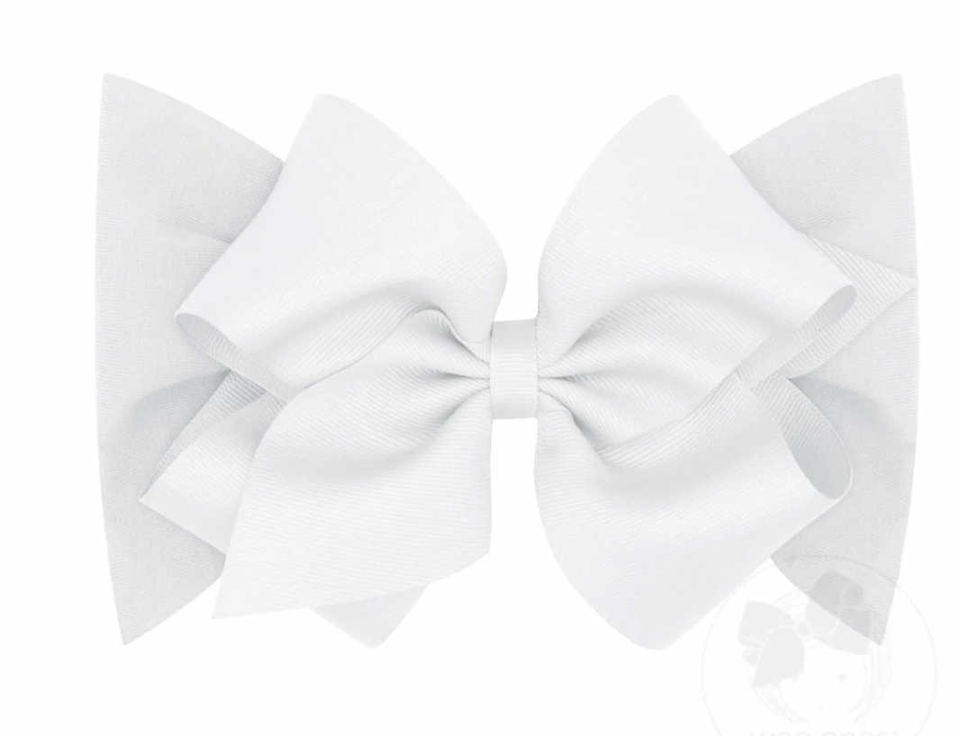 King Bow on Matching Jersey Headband, White - Magpies Paducah