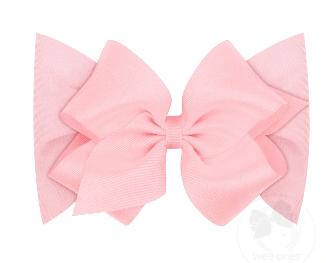 King Bow on Matching Jersey Headband, Light Pink - Magpies Paducah