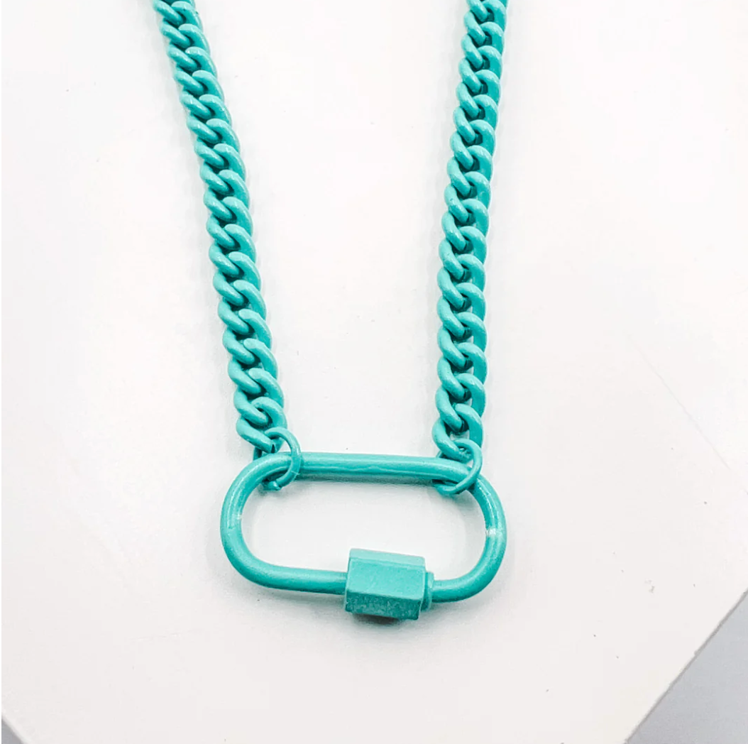 Turquoise Enamel Clip Necklace - Magpies Paducah