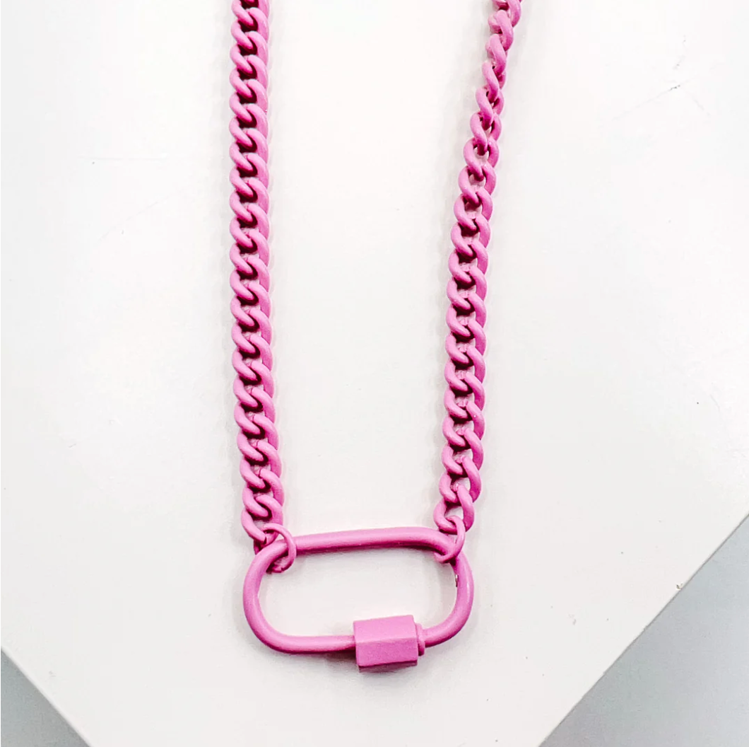 Light Pink Enamel Clip Necklace - Magpies Paducah