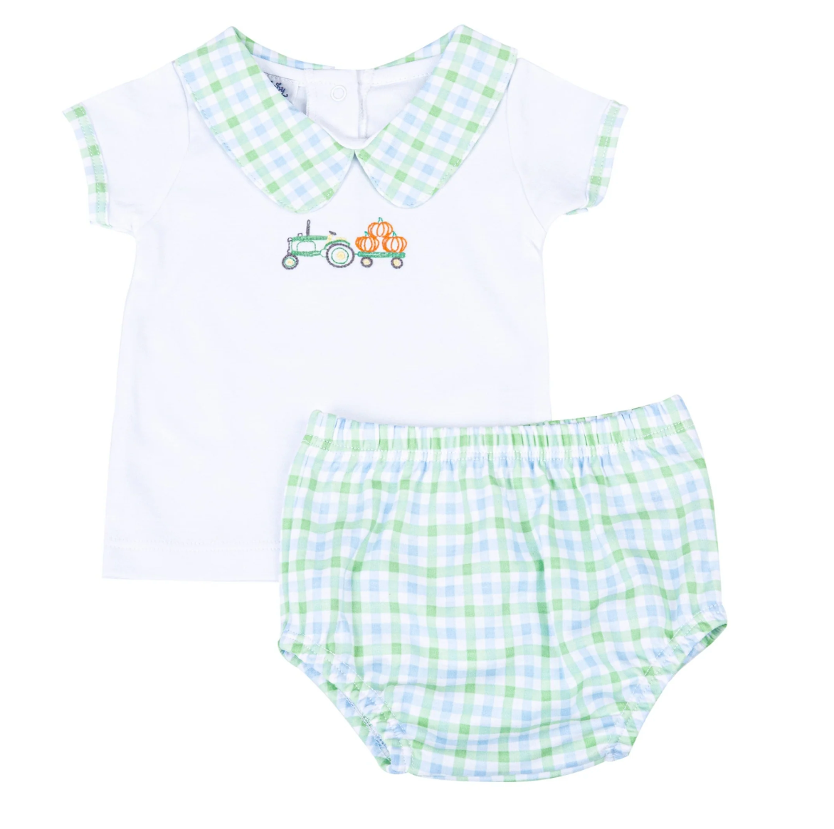 Collared Diaper Cover Set, Vintage Pumpkin Picking (Blue) - Magpies Paducah