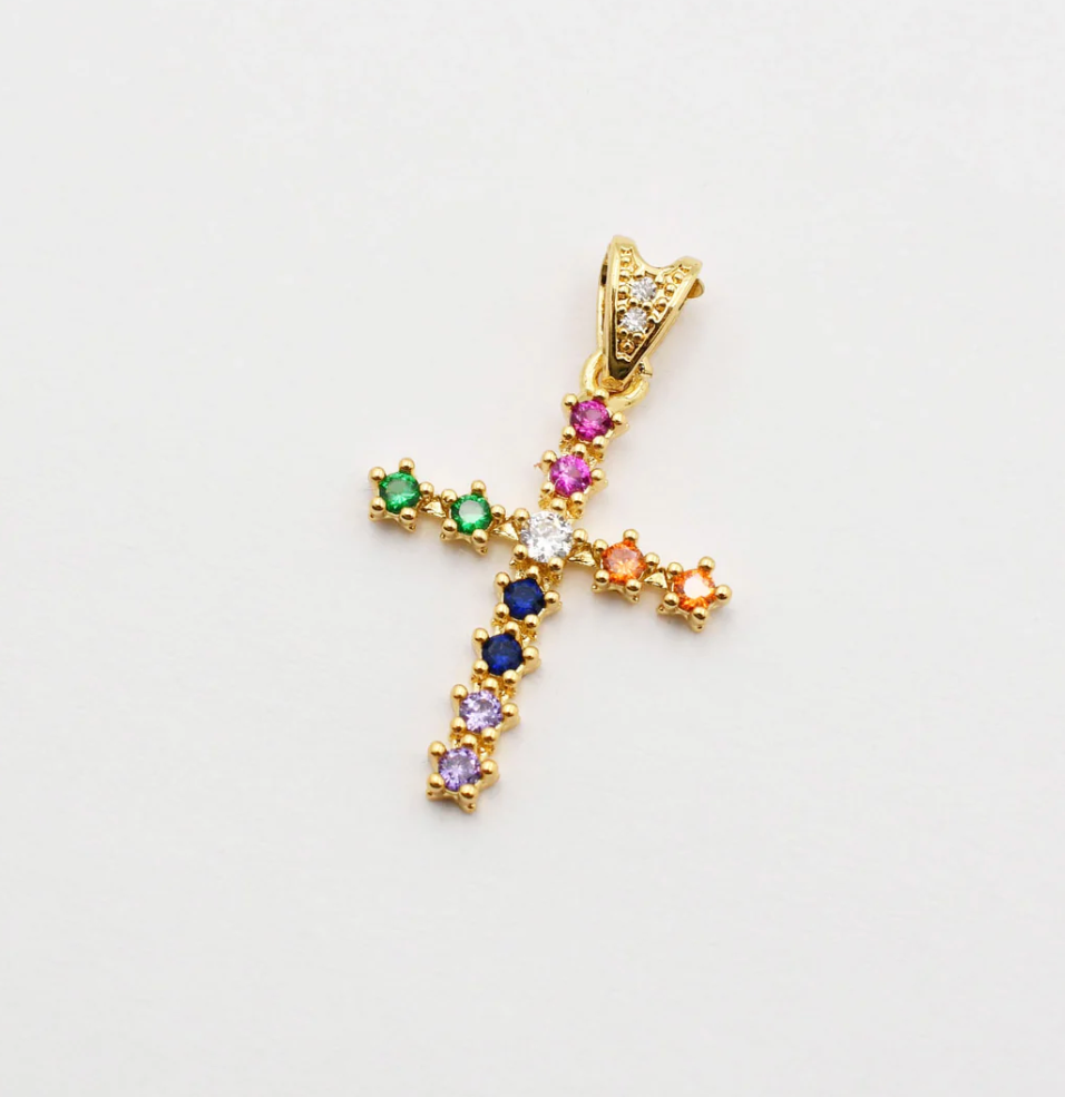 Sparkling Cross Charm Multi - Magpies Paducah
