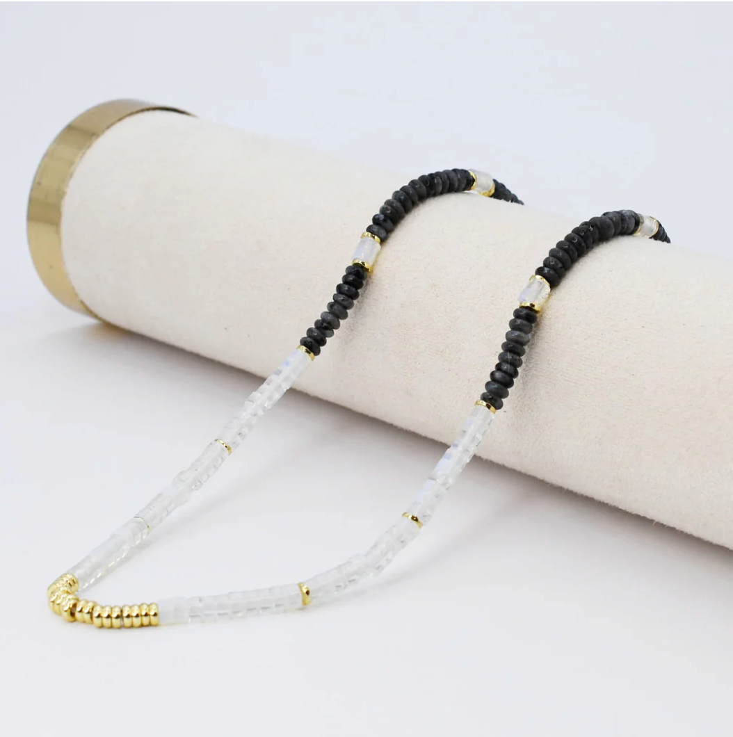 Dainty Stormy Black Sky Gemstone Necklace - Magpies Paducah
