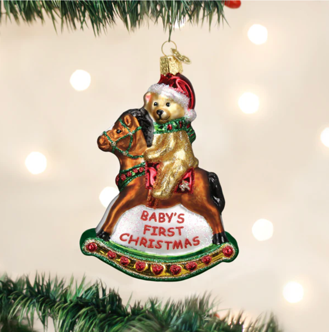 Rocking Horse Teddy Ornament - Magpies Paducah