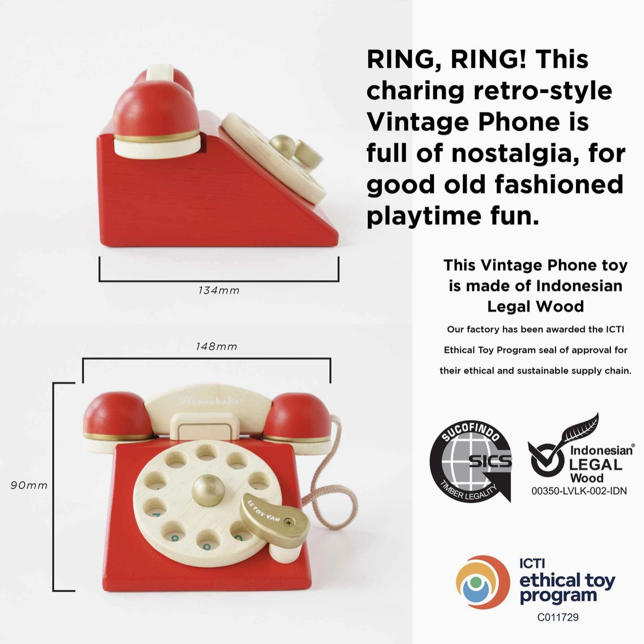 Vintage Wooden Phone - Magpies Paducah