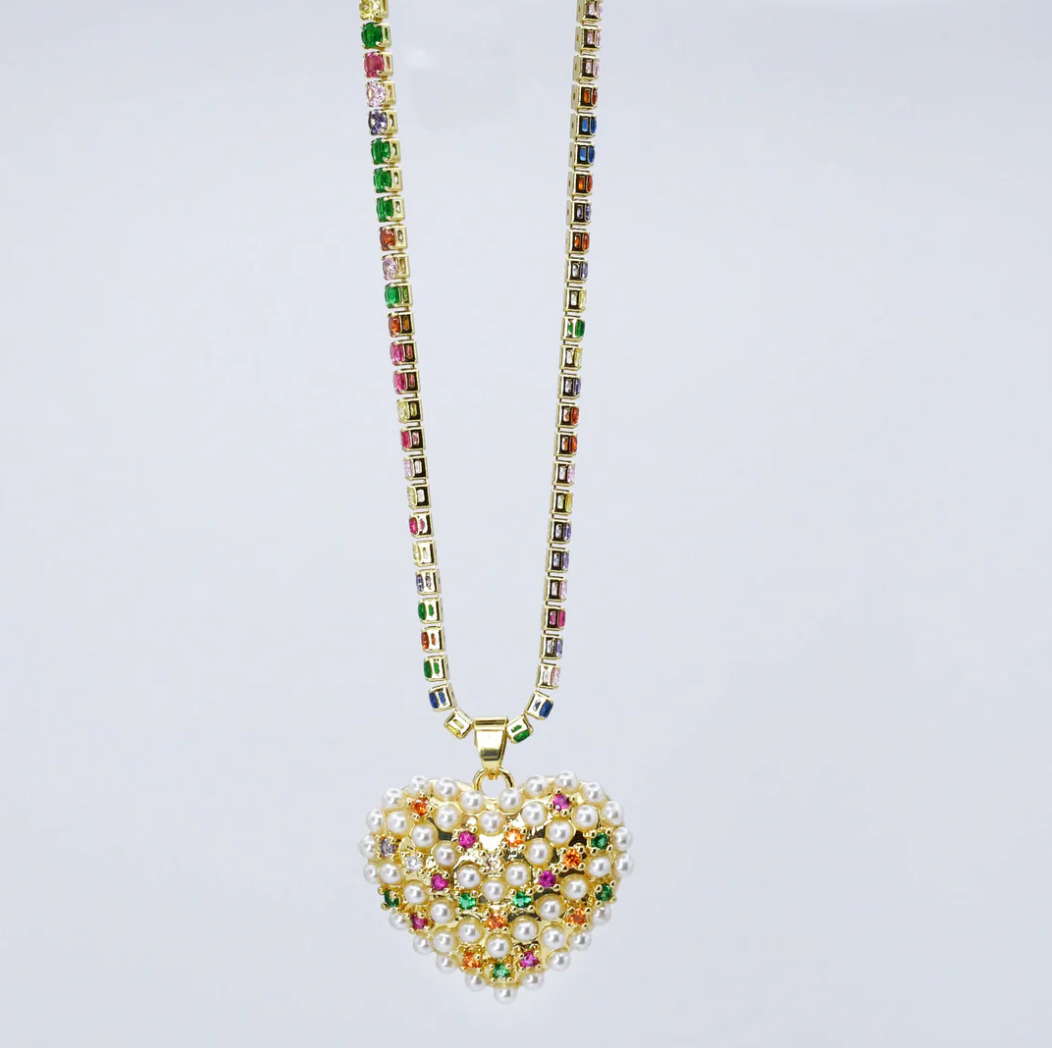 Glowing Heart of Pearls Necklace