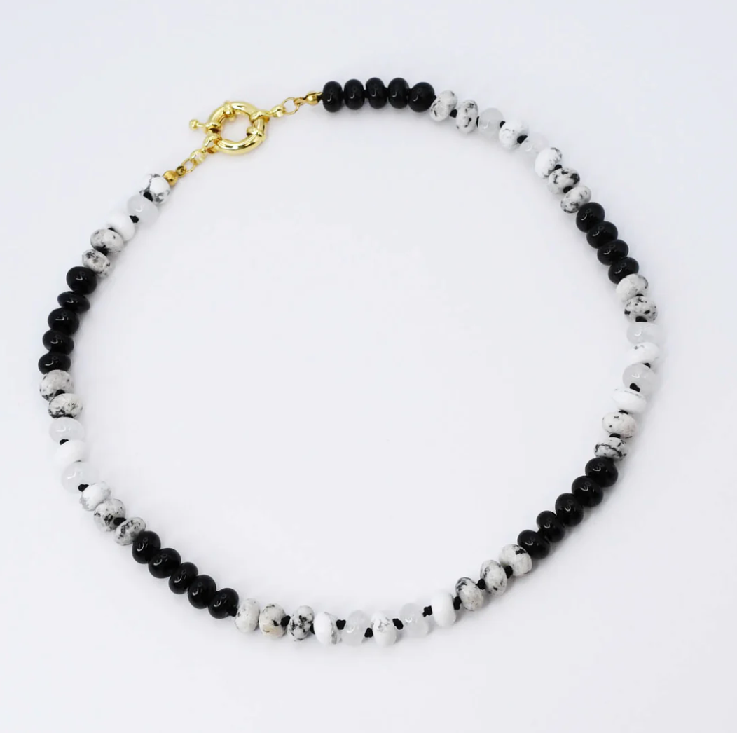 Brooke Black + White Gemstone Necklace - Magpies Paducah