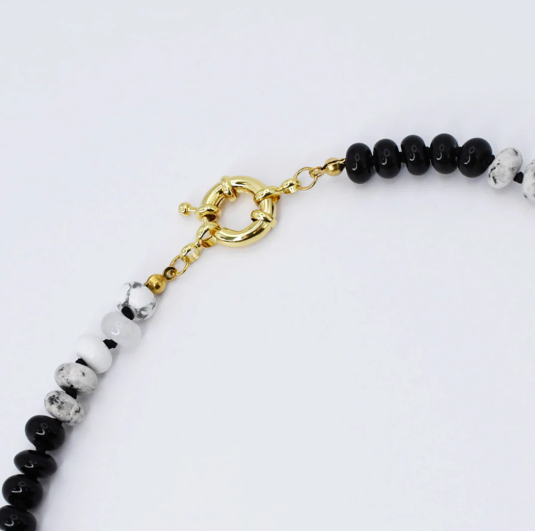 Brooke Black + White Gemstone Necklace - Magpies Paducah