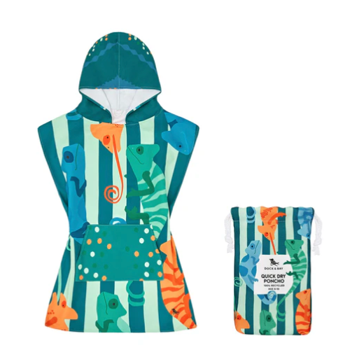 Quick Dry Poncho, Kids SMALL | Karma Chameleon - Magpies Paducah