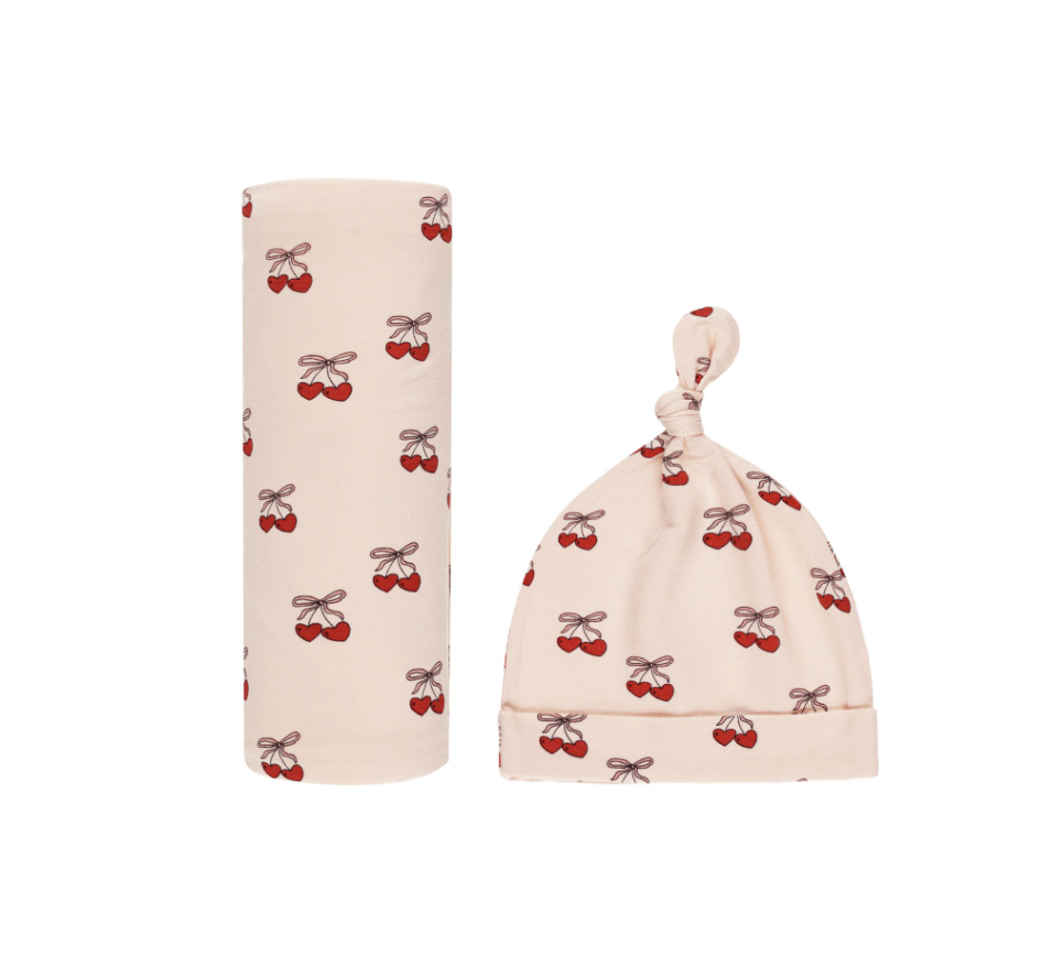 Bamboo Swaddle & Knotted Hat, Mon Amour - Magpies Paducah
