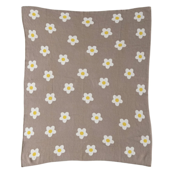 Knit Baby Blanket, Flowers - Magpies Paducah