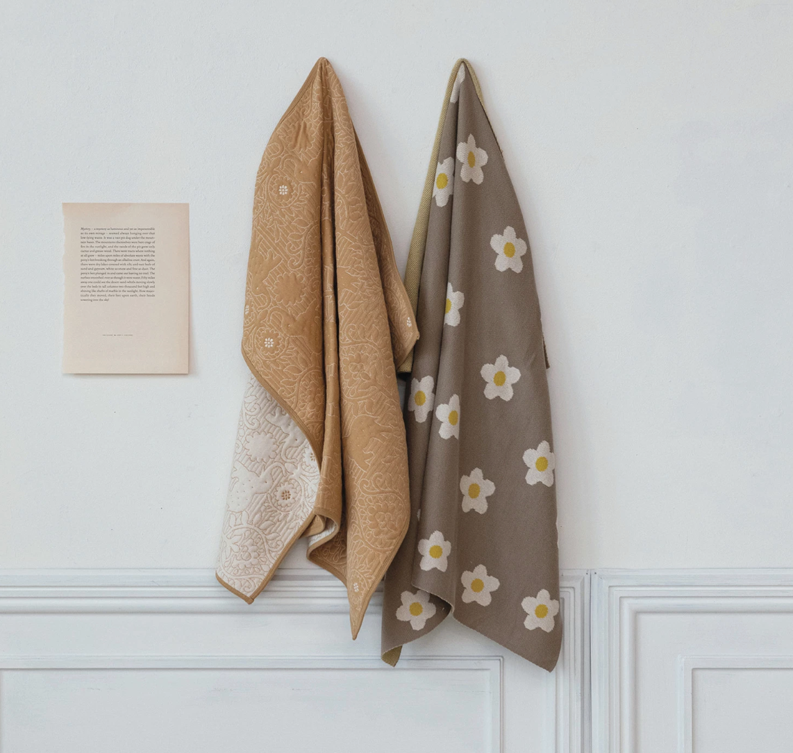 Knit Baby Blanket, Flowers - Magpies Paducah