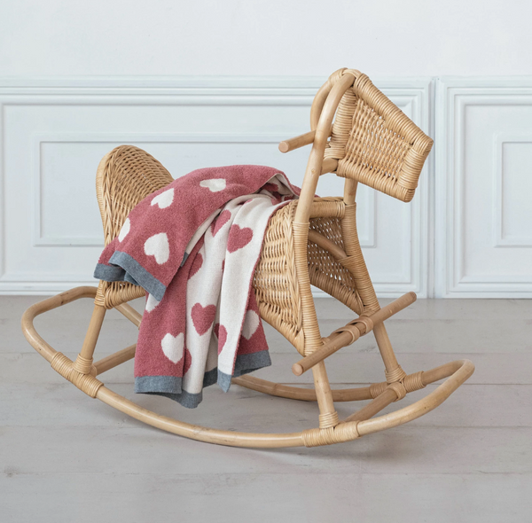 Knit Baby Blanket, Hearts - Magpies Paducah