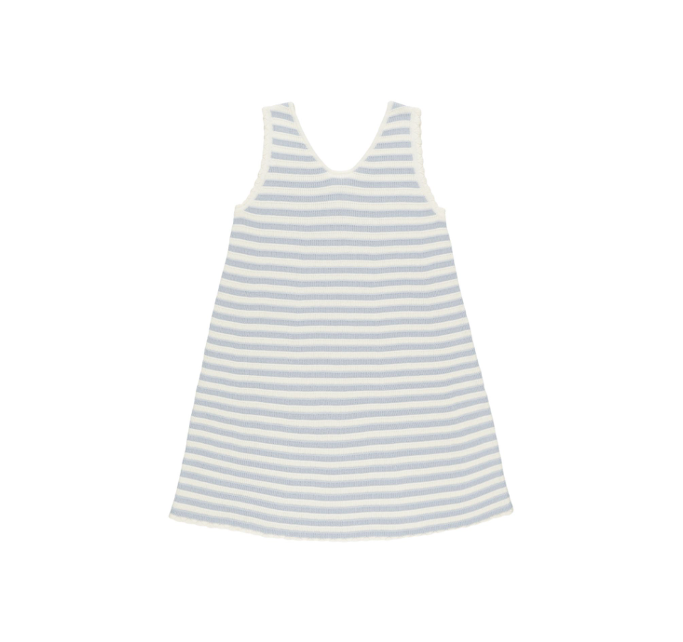 Crochet Tank Mini Dress, Blue Stripe | 8-9y - Magpies Paducah