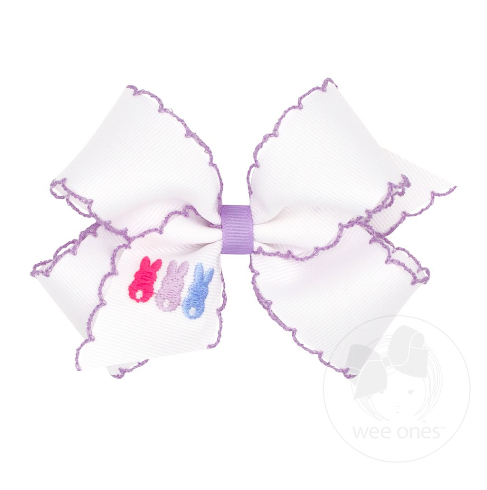 Medium Moonstitch Bow, White/Purple Trim Peeps - Magpies Paducah