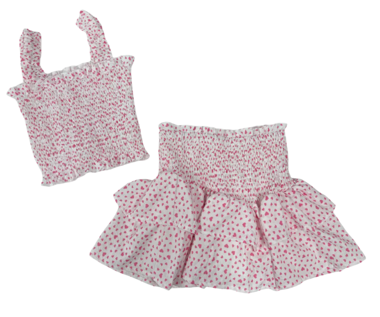 Mini Hearts Smocked Set - Magpies Paducah