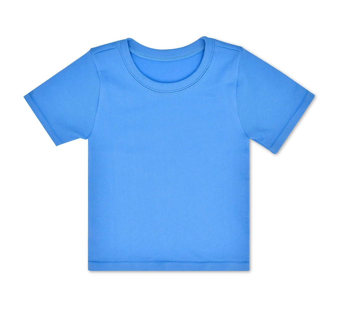 Bright Blue Ribbed Short Sleeve Shirt - Magpies Paducah