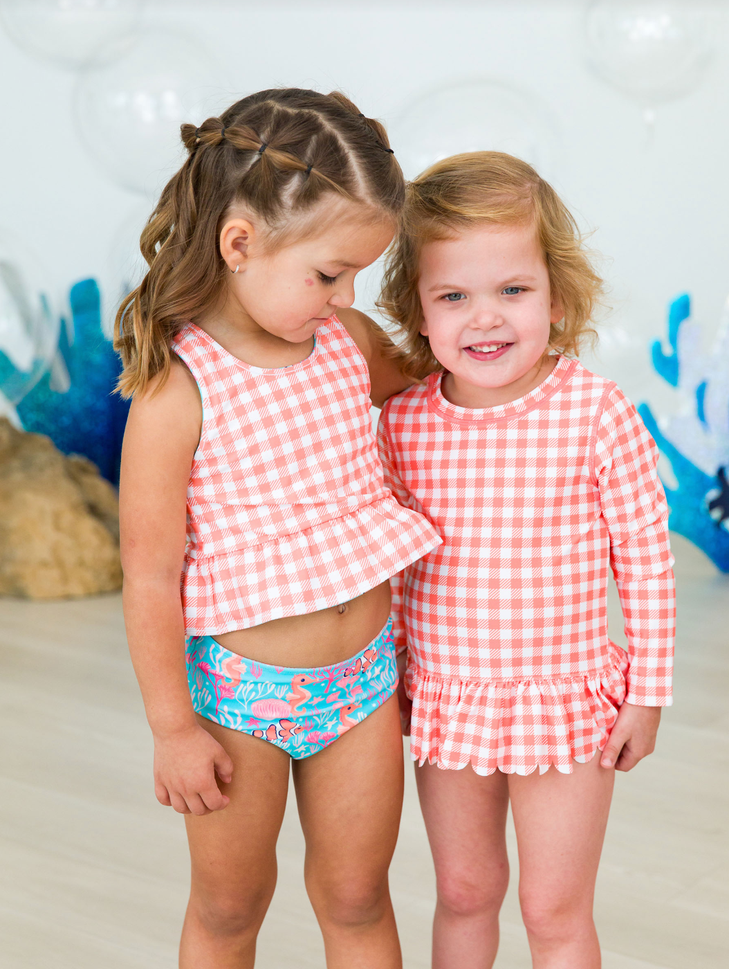 Reversible Peplum Tankini, Girls Ocean Tides