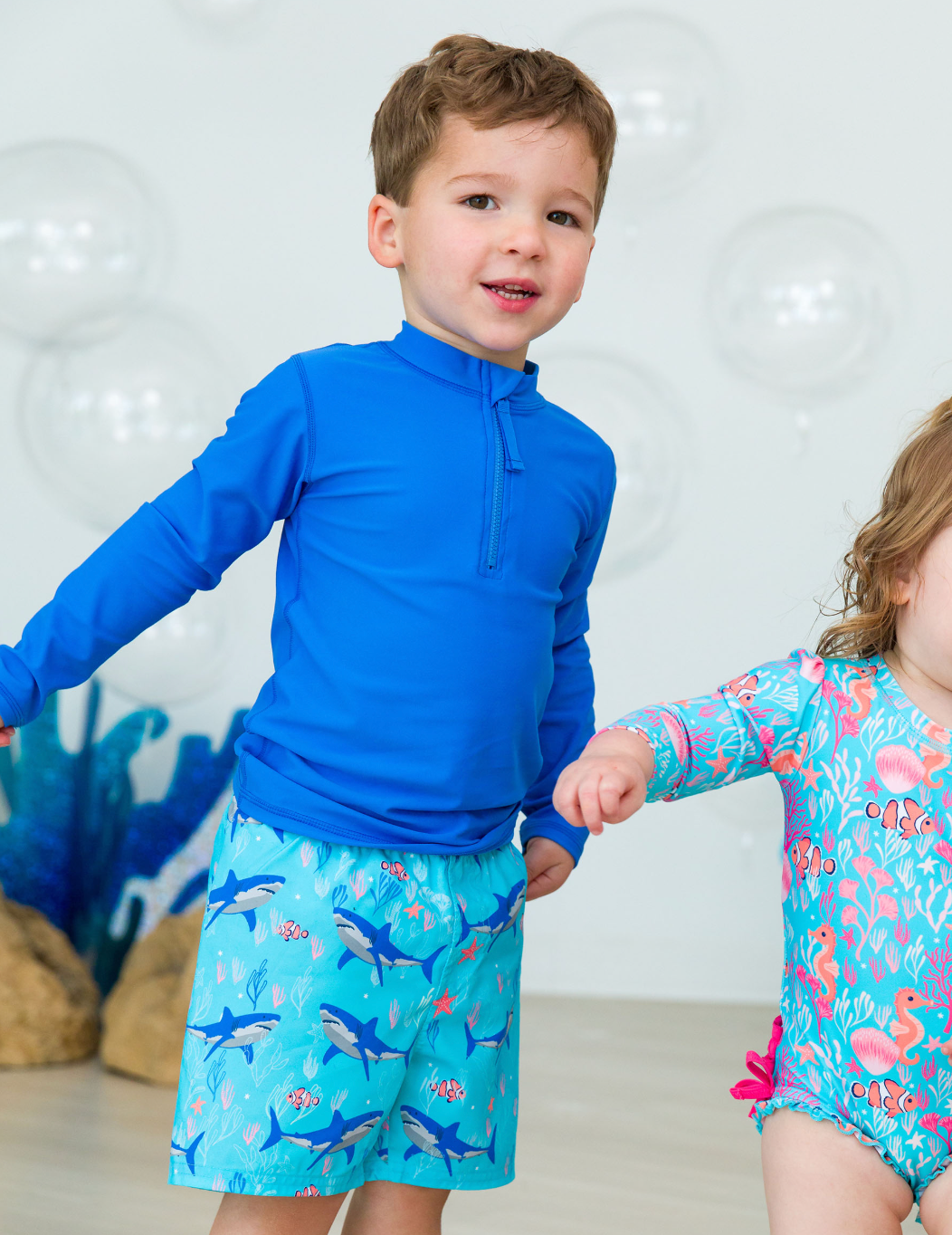 Long Sleeve Zipper Rash Guard, Sonic Blue - Magpies Paducah