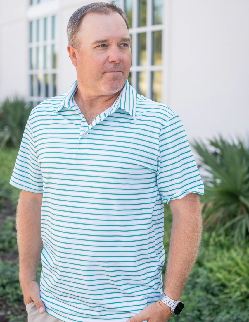 Men's Short Sleeve Shirt, Emerald Stripe - Magpies Paducah