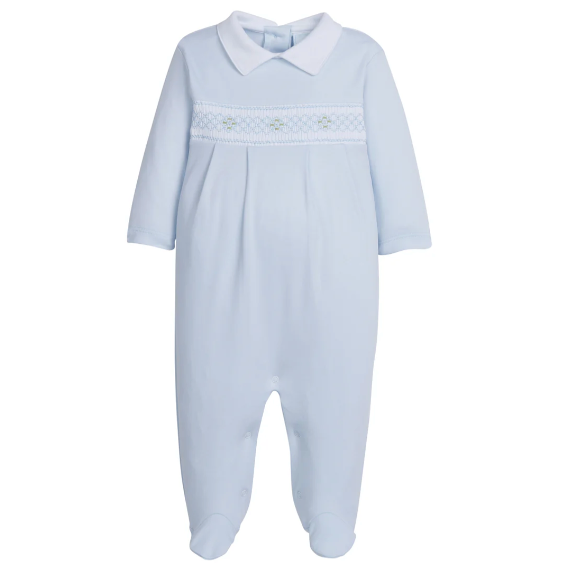 Smocked Footie, Blue Geo