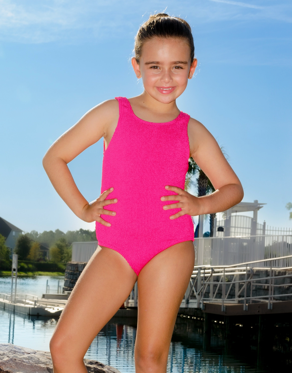 Ester Crinkle One Piece, Lipstick Pink - Magpies Paducah