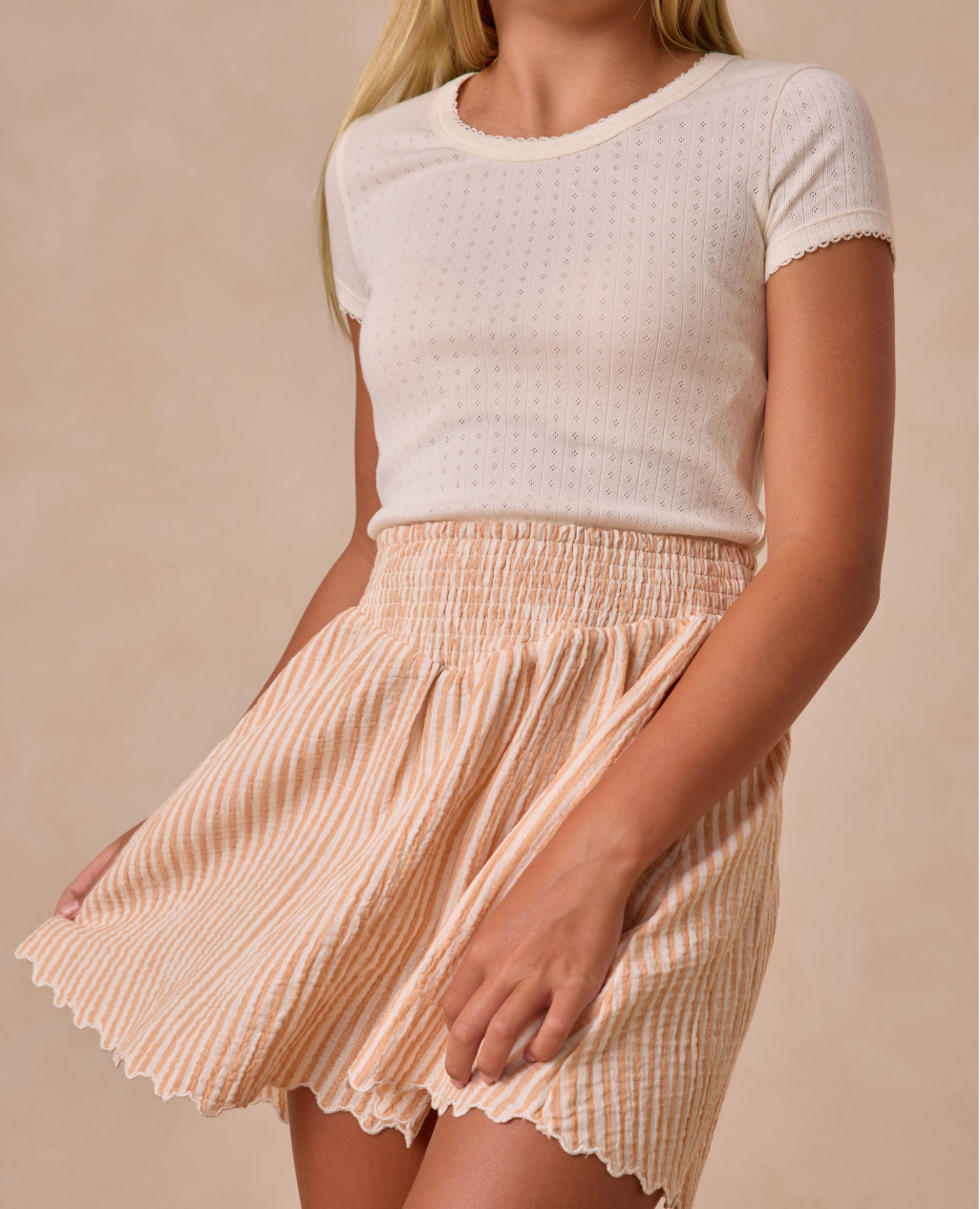 Teen Pointelle Tee, Ivory - Magpies Paducah