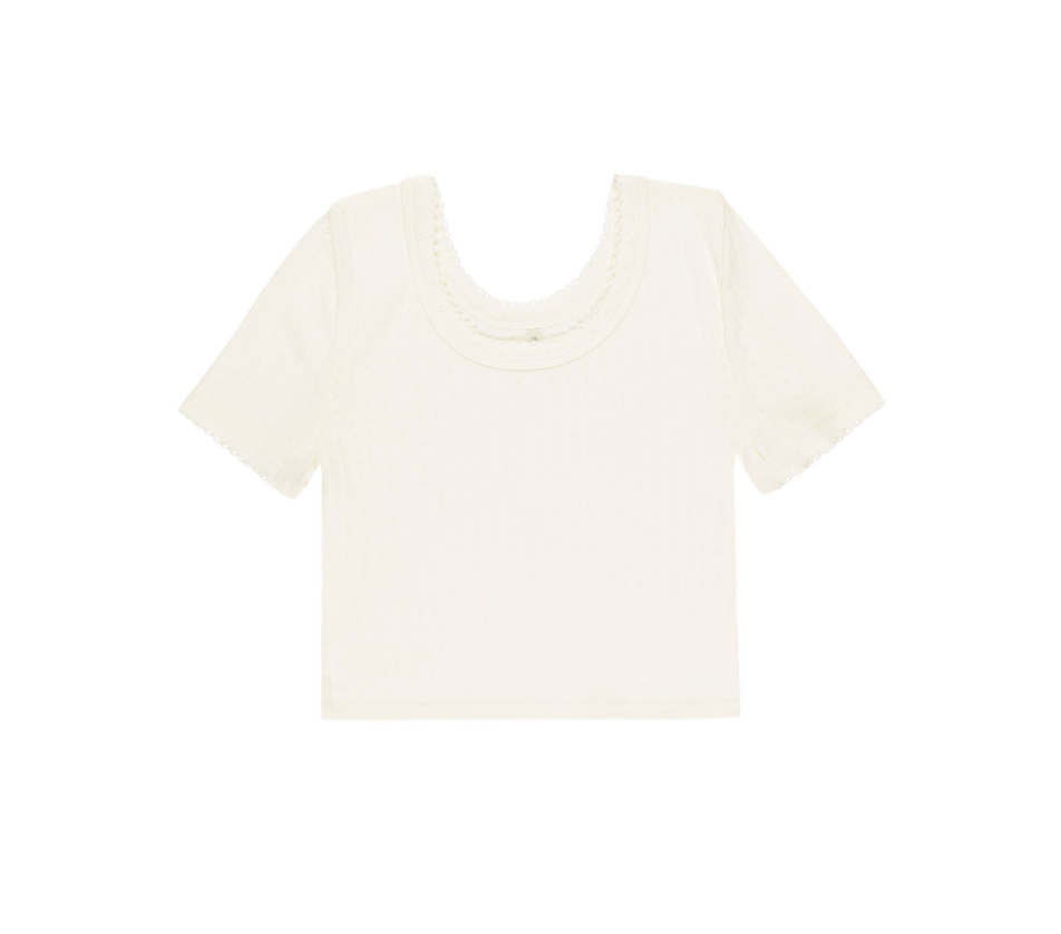 Pointelle Tee, Ivory - Magpies Paducah