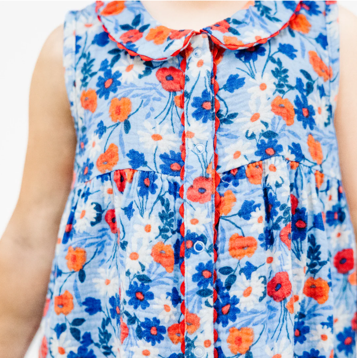 Jill Dress w/ Ric Rac Trim, Poppy Days - Magpies Paducah