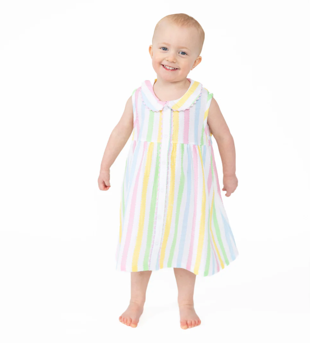 Jill Dress w/ RicRac Trim, RicRac Stripe - Magpies Paducah