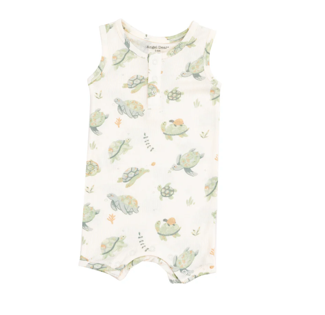 Sleeveless Short Romper, Sea Turtles - Magpies Paducah