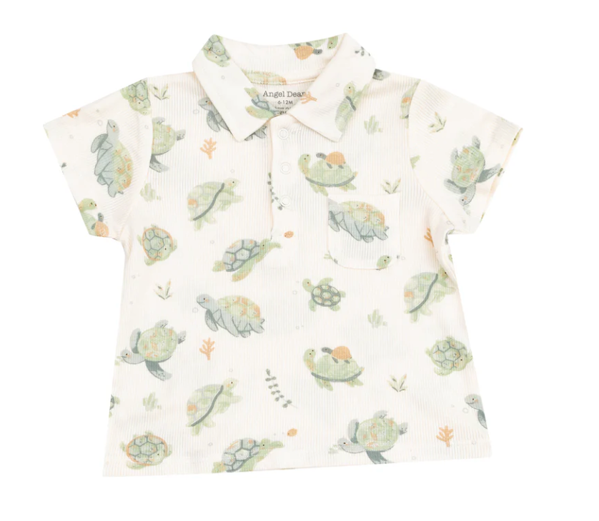 Polo Shirt + Muslin Short, Sea Turtles