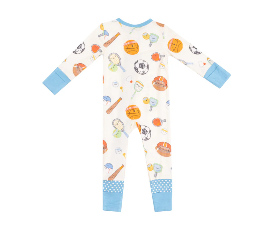 Zipper Romper, Sports Ball Friends - Magpies Paducah