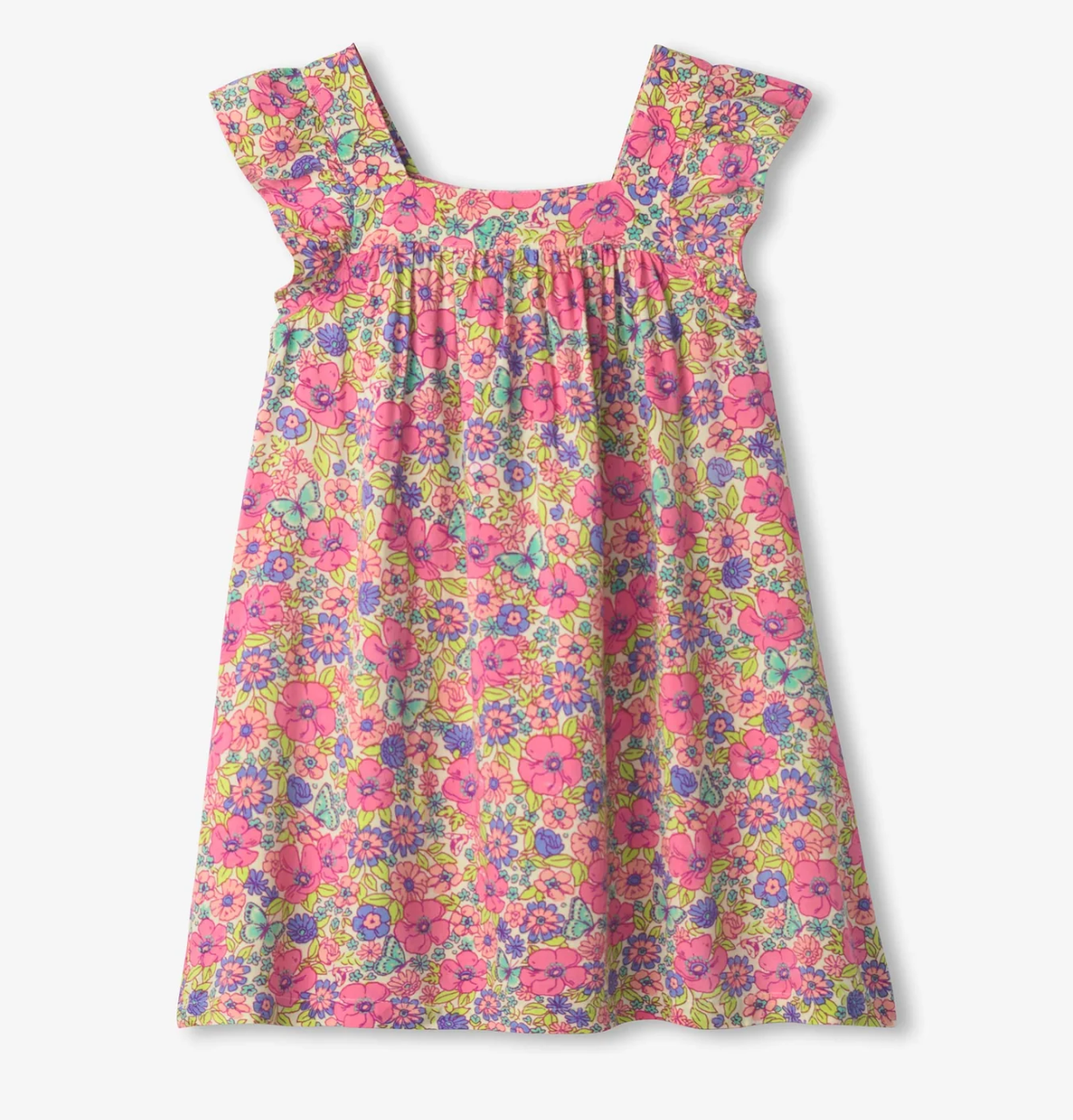 Flutter Puff Sleeve Dress, Groovy Flowers - Magpies Paducah