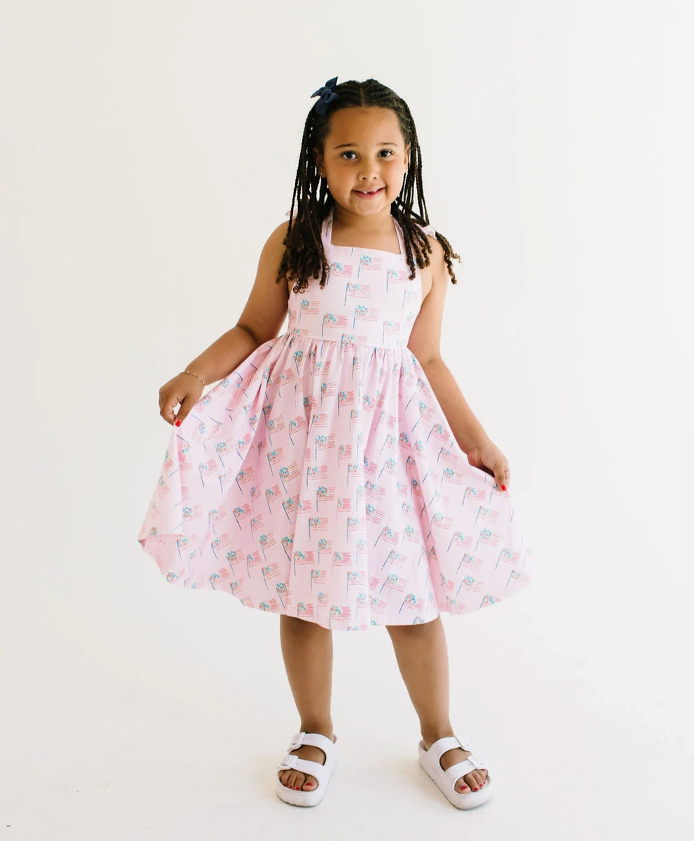 Rosita Dress, Pink Flags