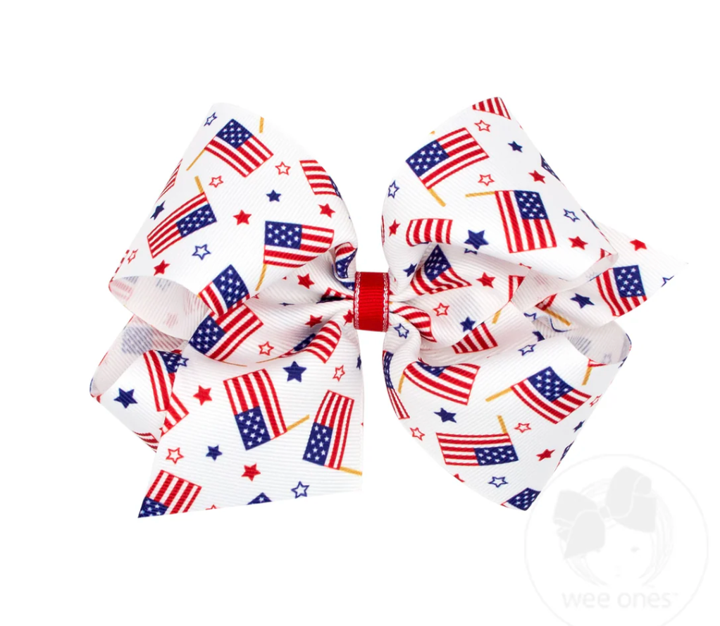 King Print Bow, American Flag - Magpies Paducah