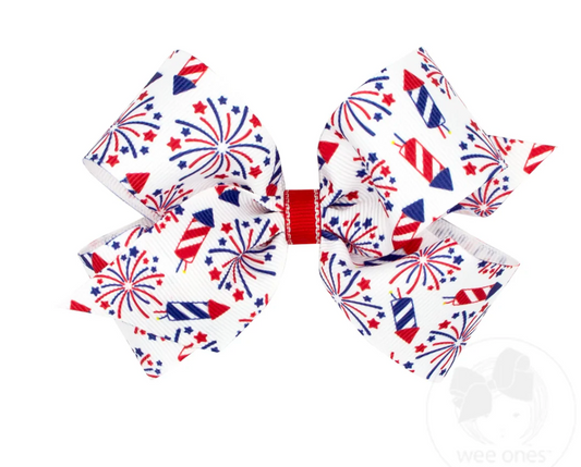 Medium Print Bow, White Fireworks - Magpies Paducah