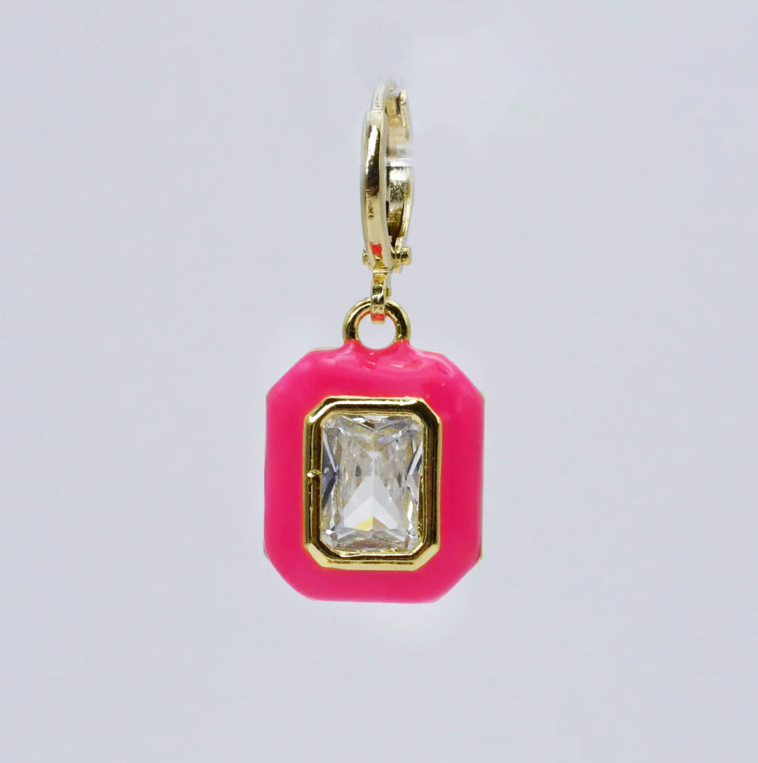 Hot Pink Crystal Pendant Charm - Magpies Paducah