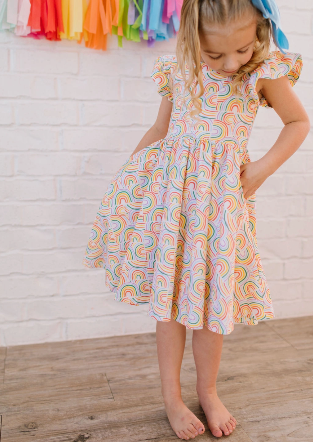 Olivia Twirl Dress, Primary Rainbow - Magpies Paducah